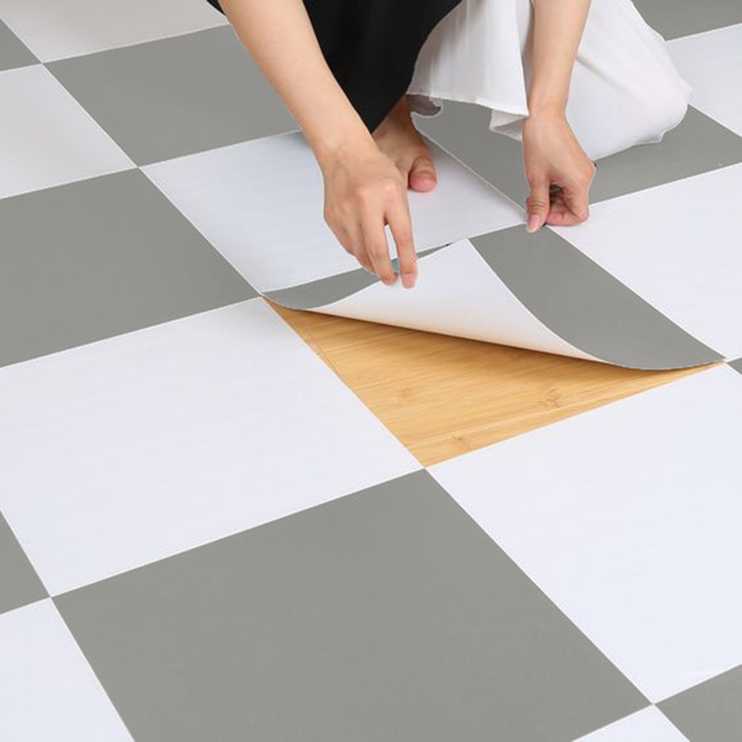 Grey & White Checker Anti Slip Flooring