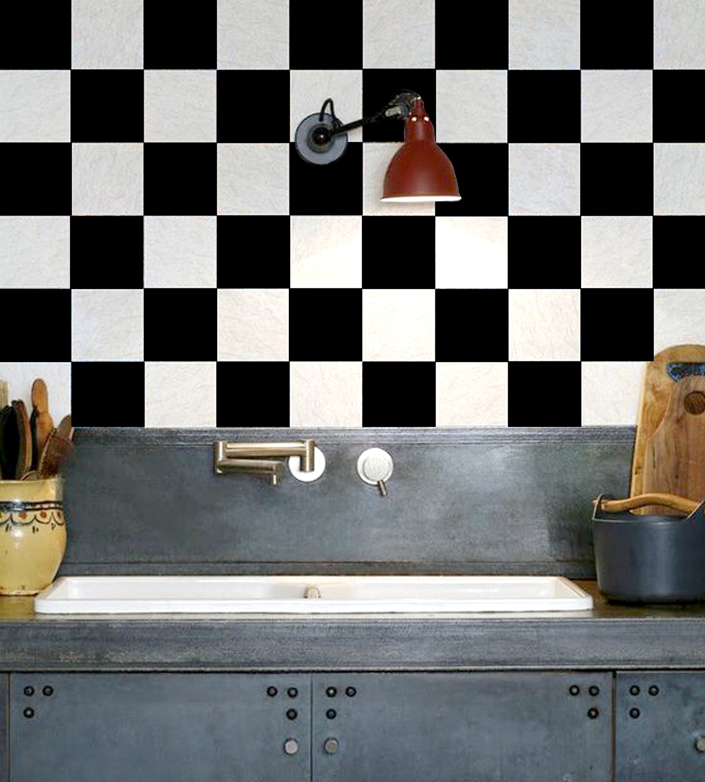 Black & White Checker Peel & Stick Tile