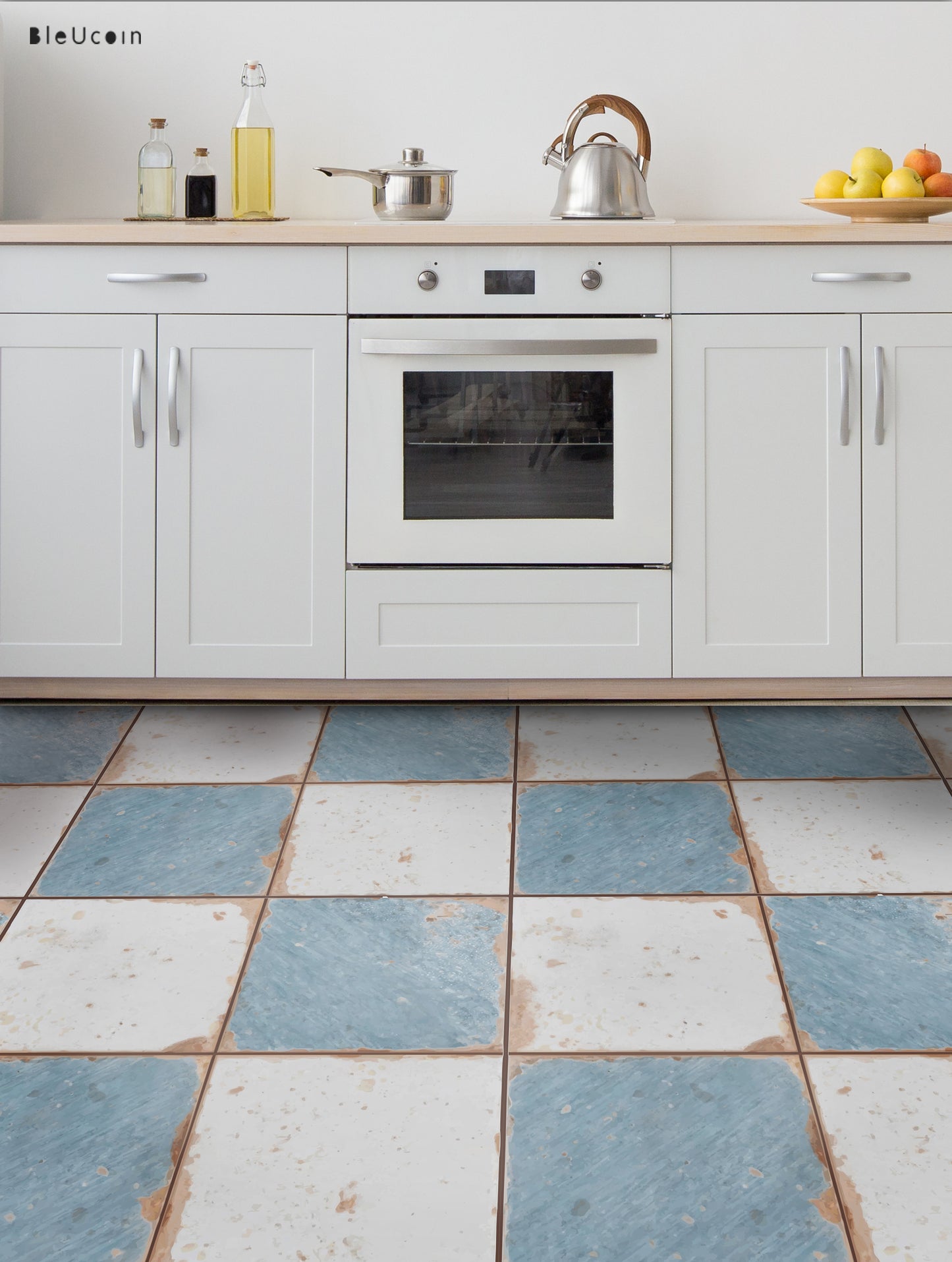 Vintage Weathered Ocean & off White Checker Anti Slip Flooring
