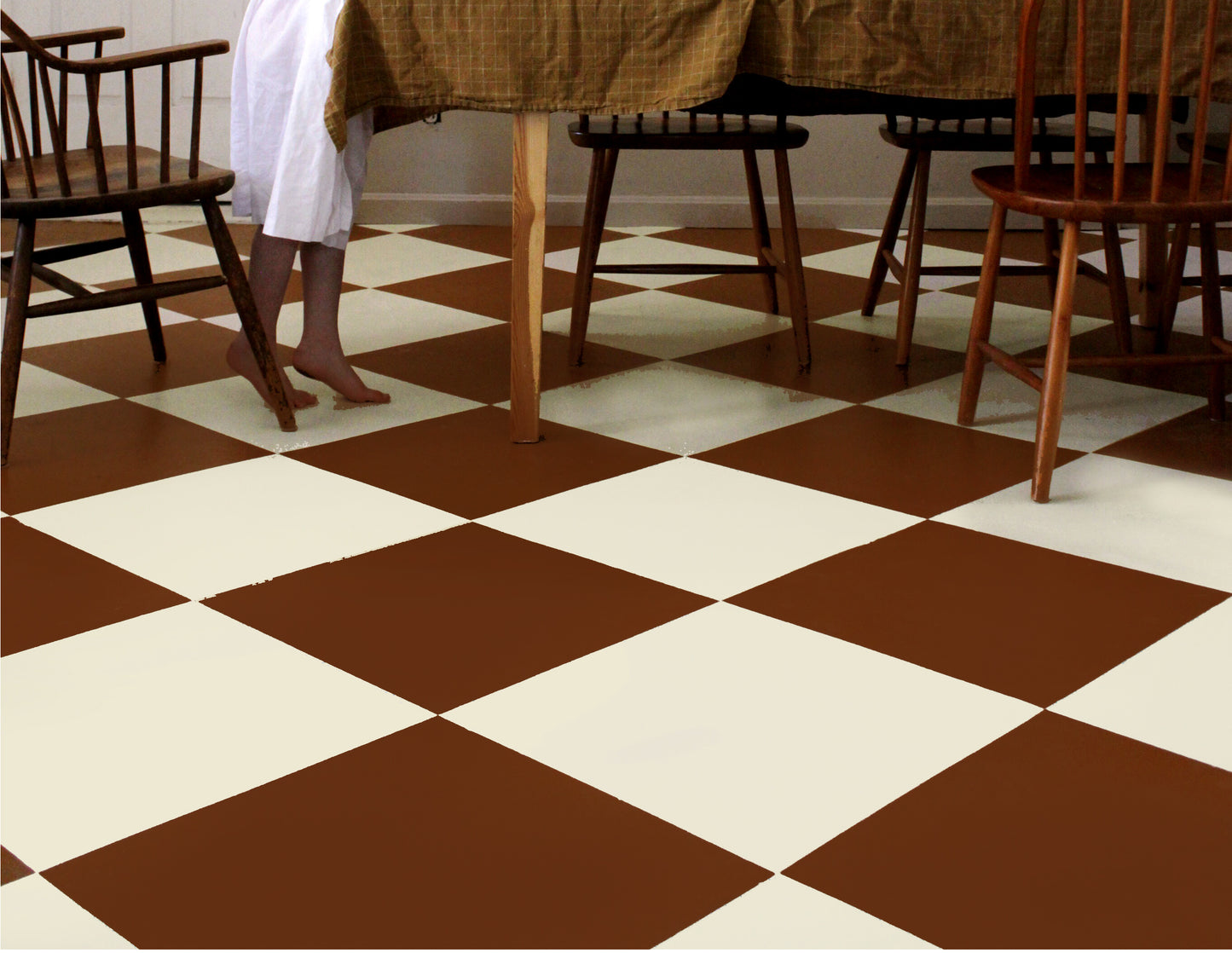 Pecan & off White Checker Anti Slip Flooring