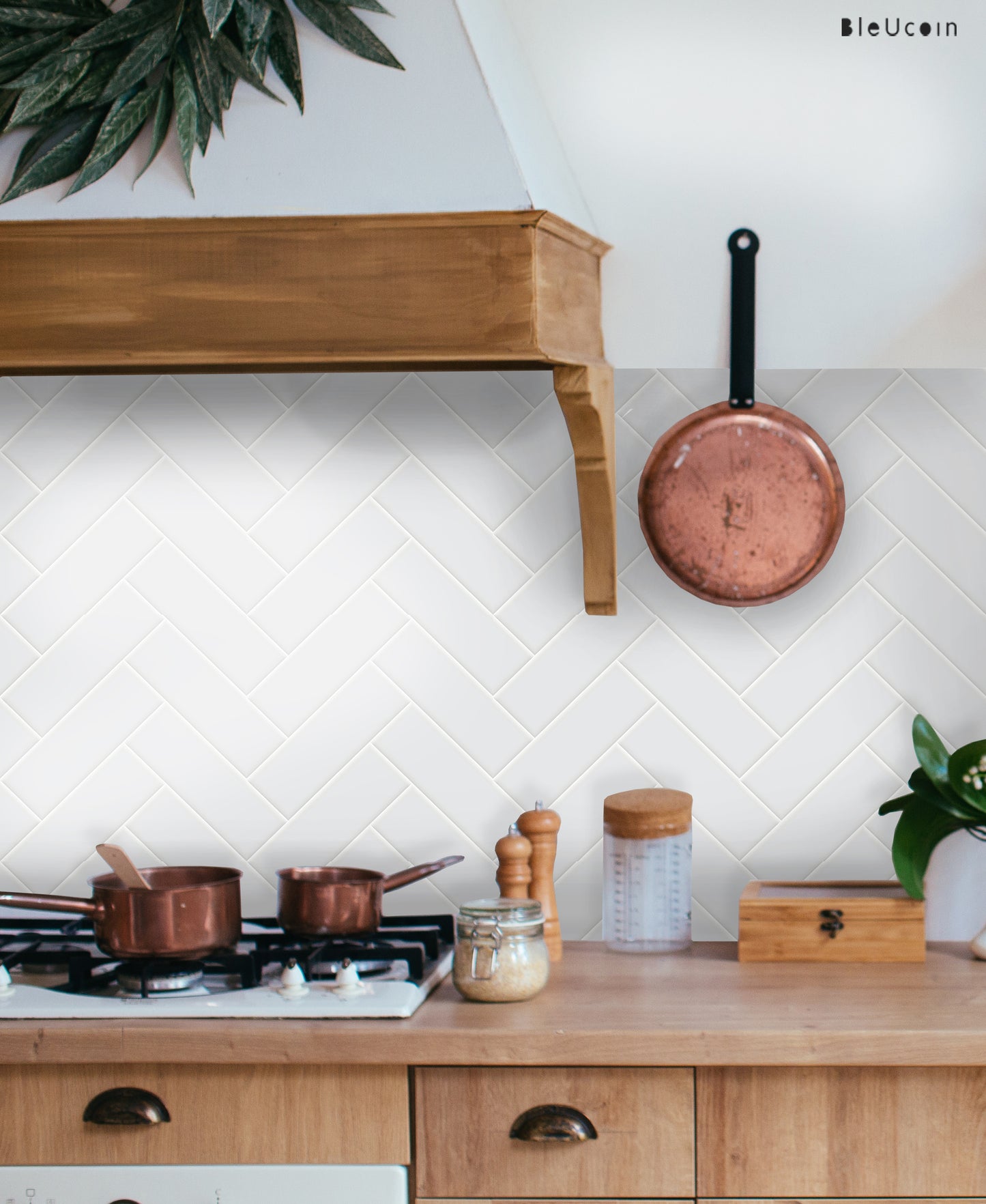 Ivory Herringbone Peel & Stick Tile