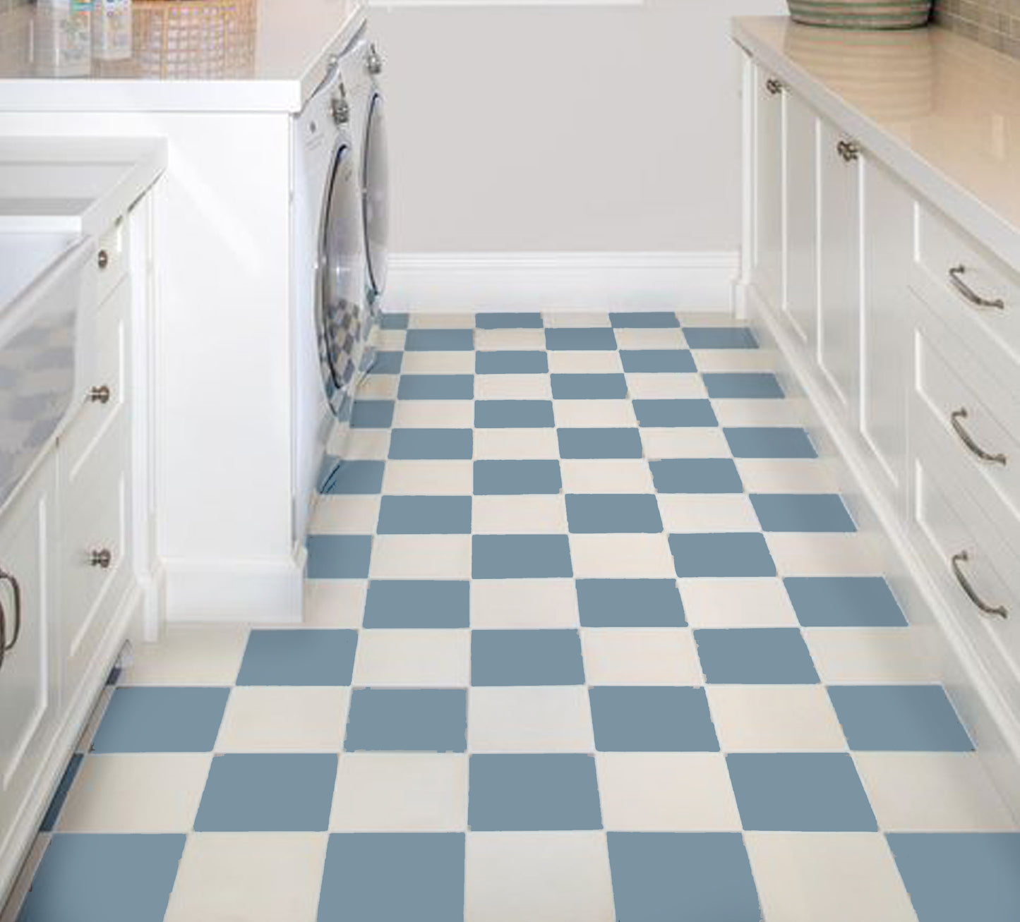 Ocean & off-White Checker Anti Slip Flooring