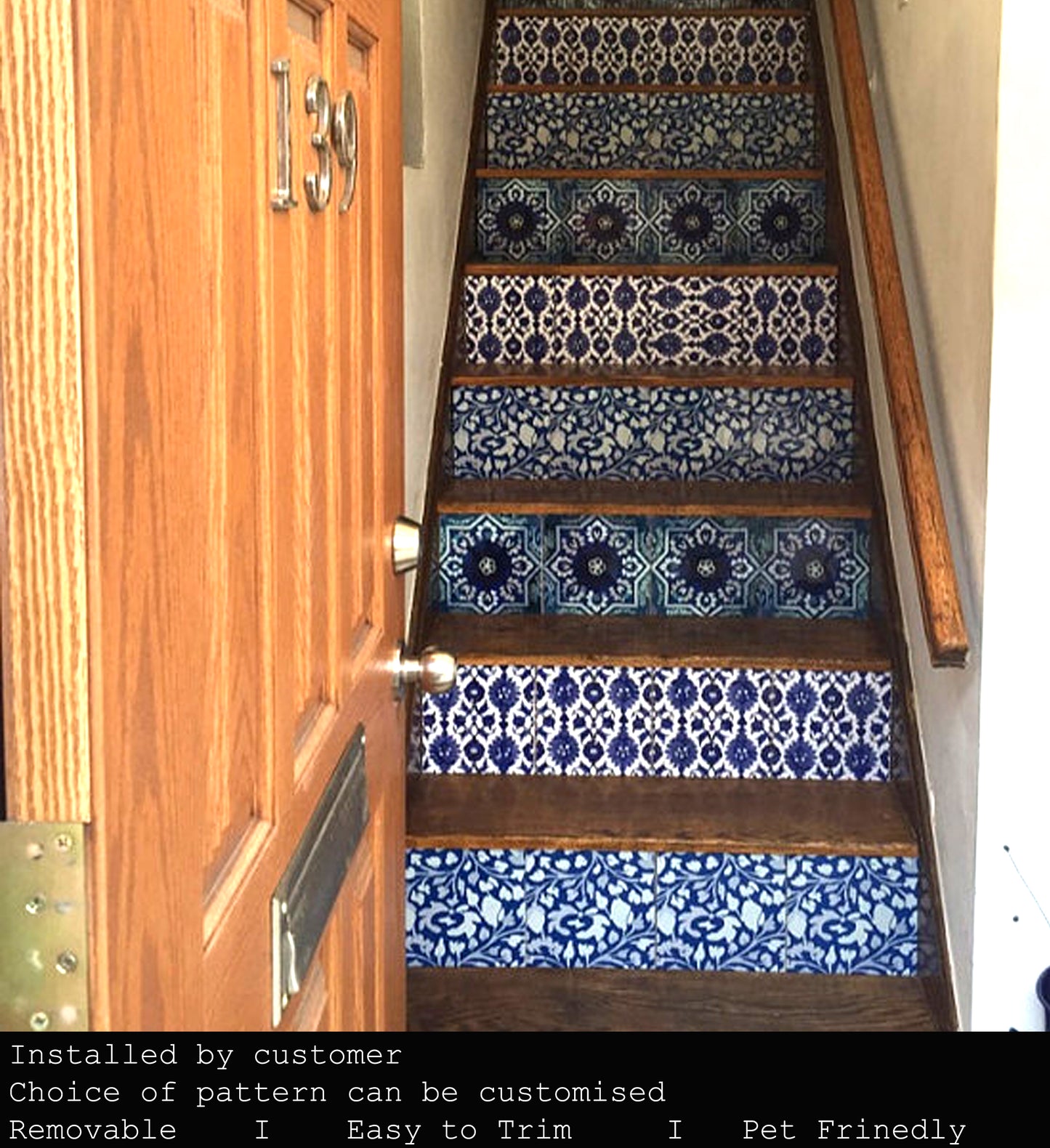 Blue Pottery Peel & Stick Stair Strip