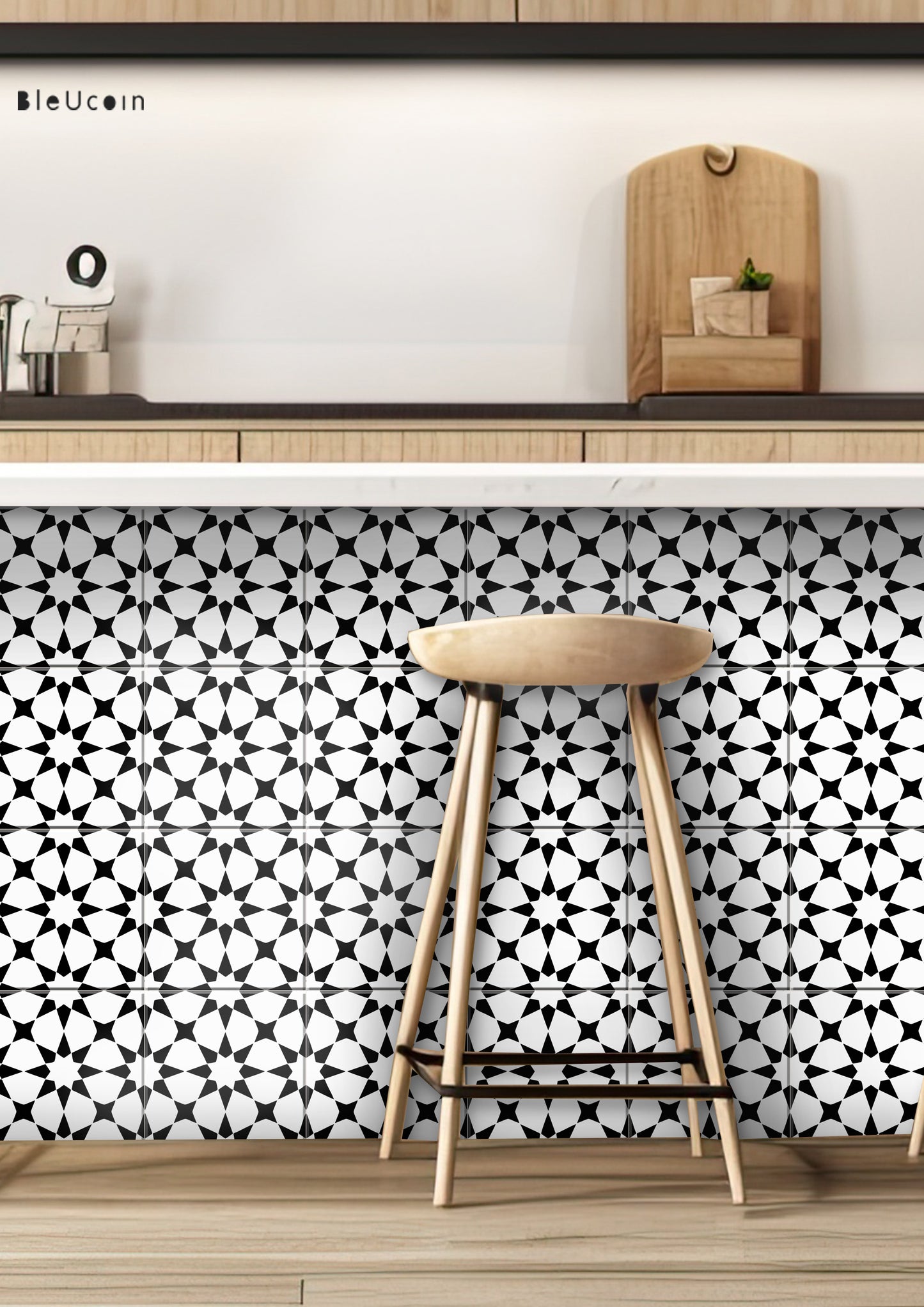 Pacific Black & White Peel & Stick Tile