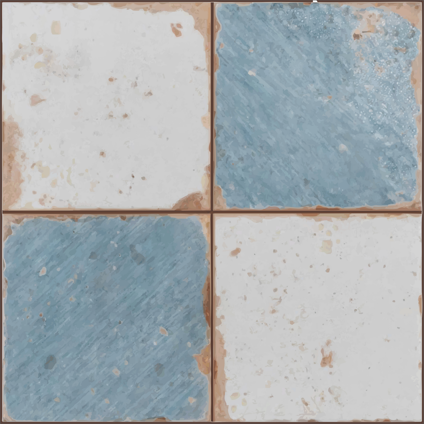 Vintage Weathered Ocean & off White Checker Peel & Stick Tile