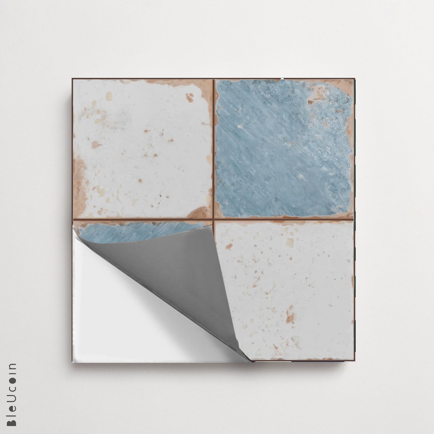 Vintage Weathered Ocean & off White Checker Peel & Stick Tile