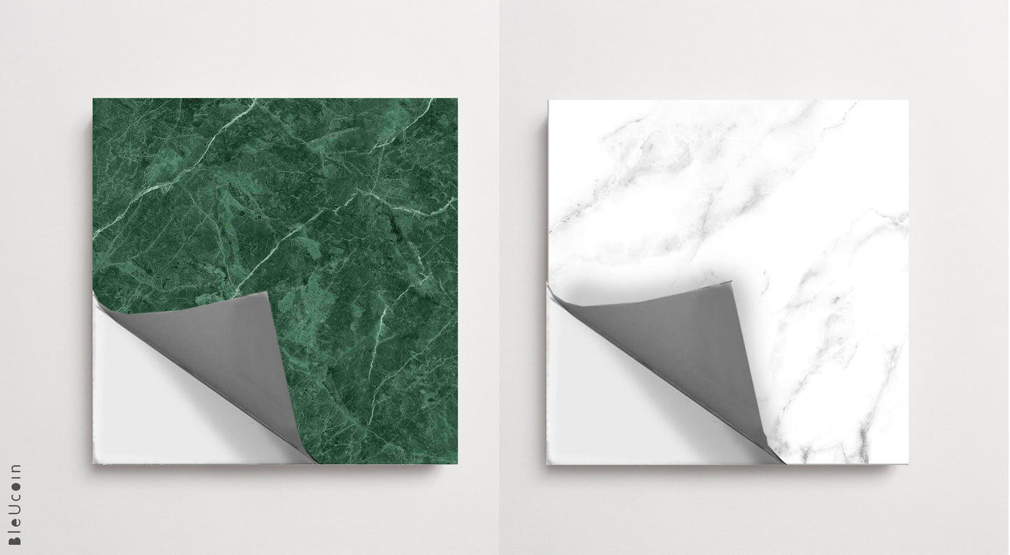 Marble Clover Green & White Checker Peel & Stick Tile