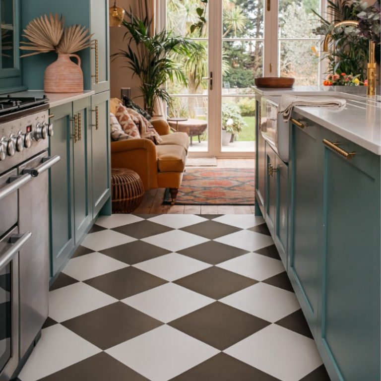 Brunette & off White Checker Anti Slip Flooring