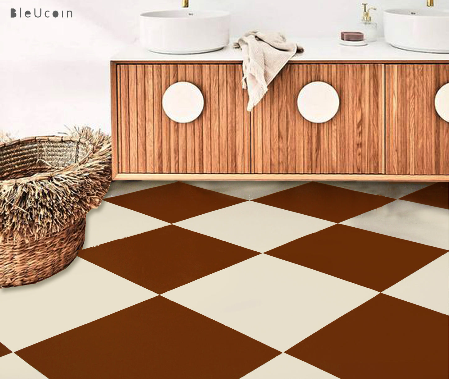 Pecan & off White Checker Anti Slip Flooring