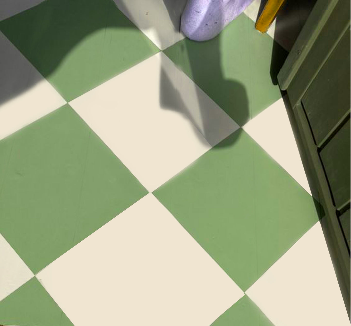 Sage & off-White Checker Anti Slip Flooring