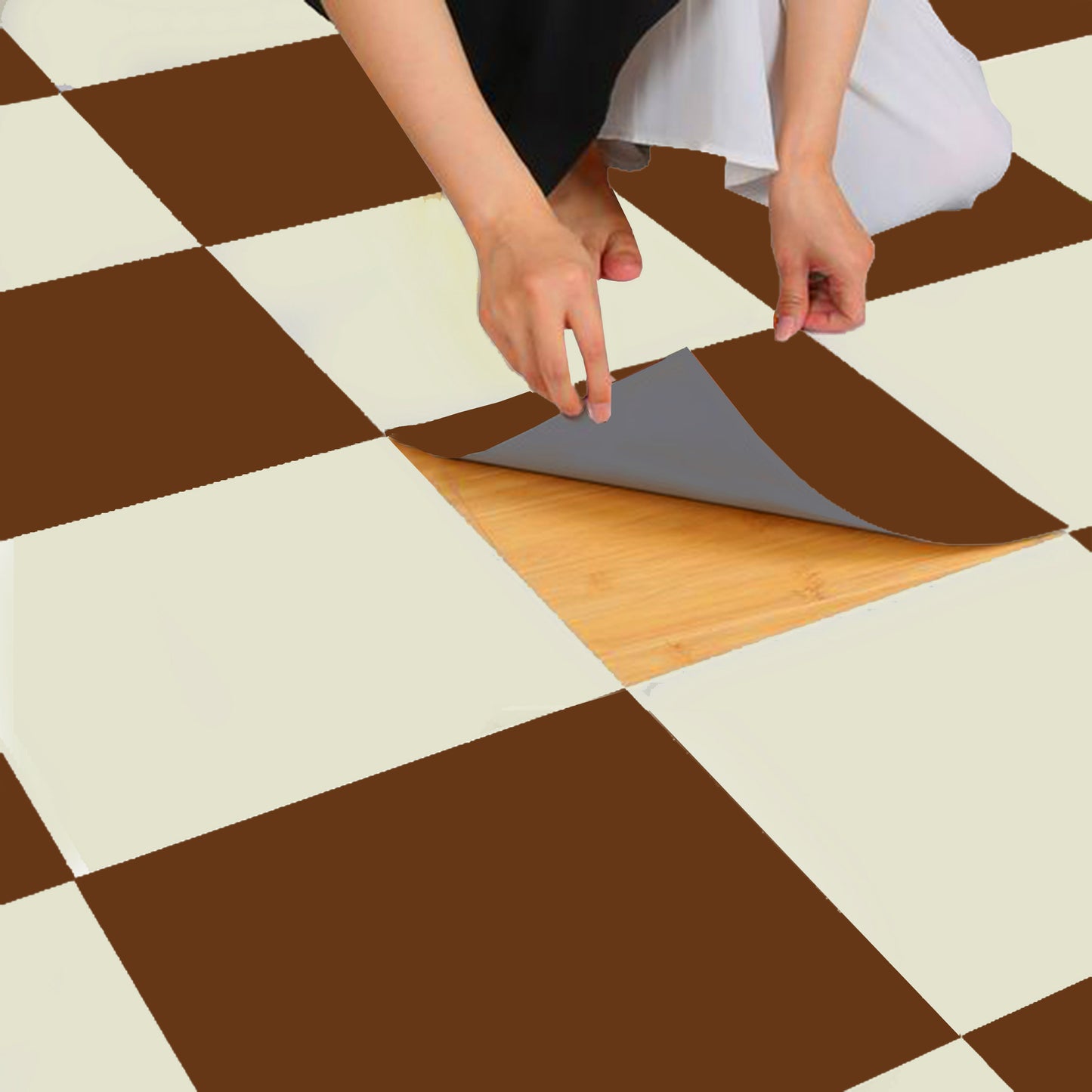 Pecan & off White Checker Anti Slip Flooring
