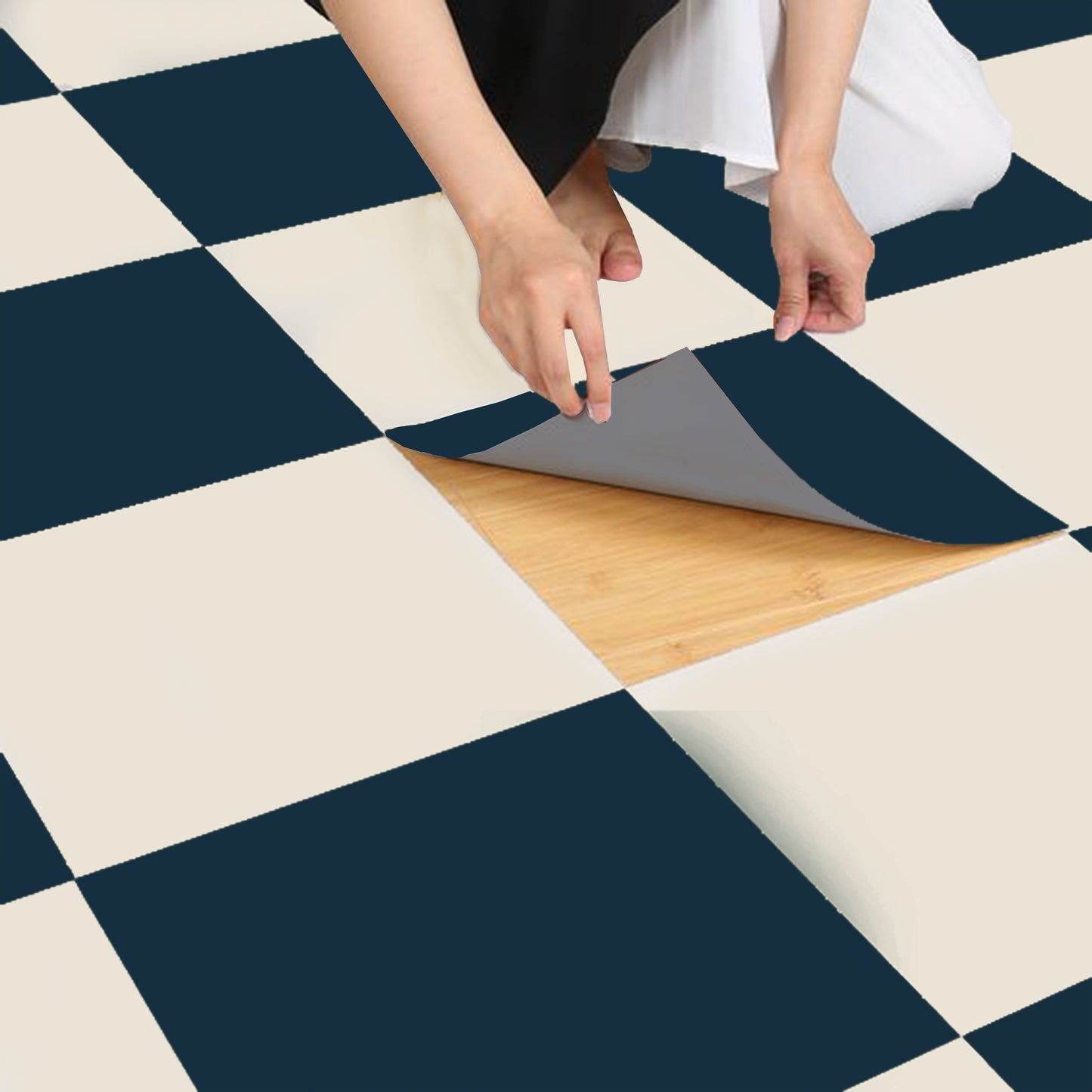 Blue & White Checker Anti Slip Flooring