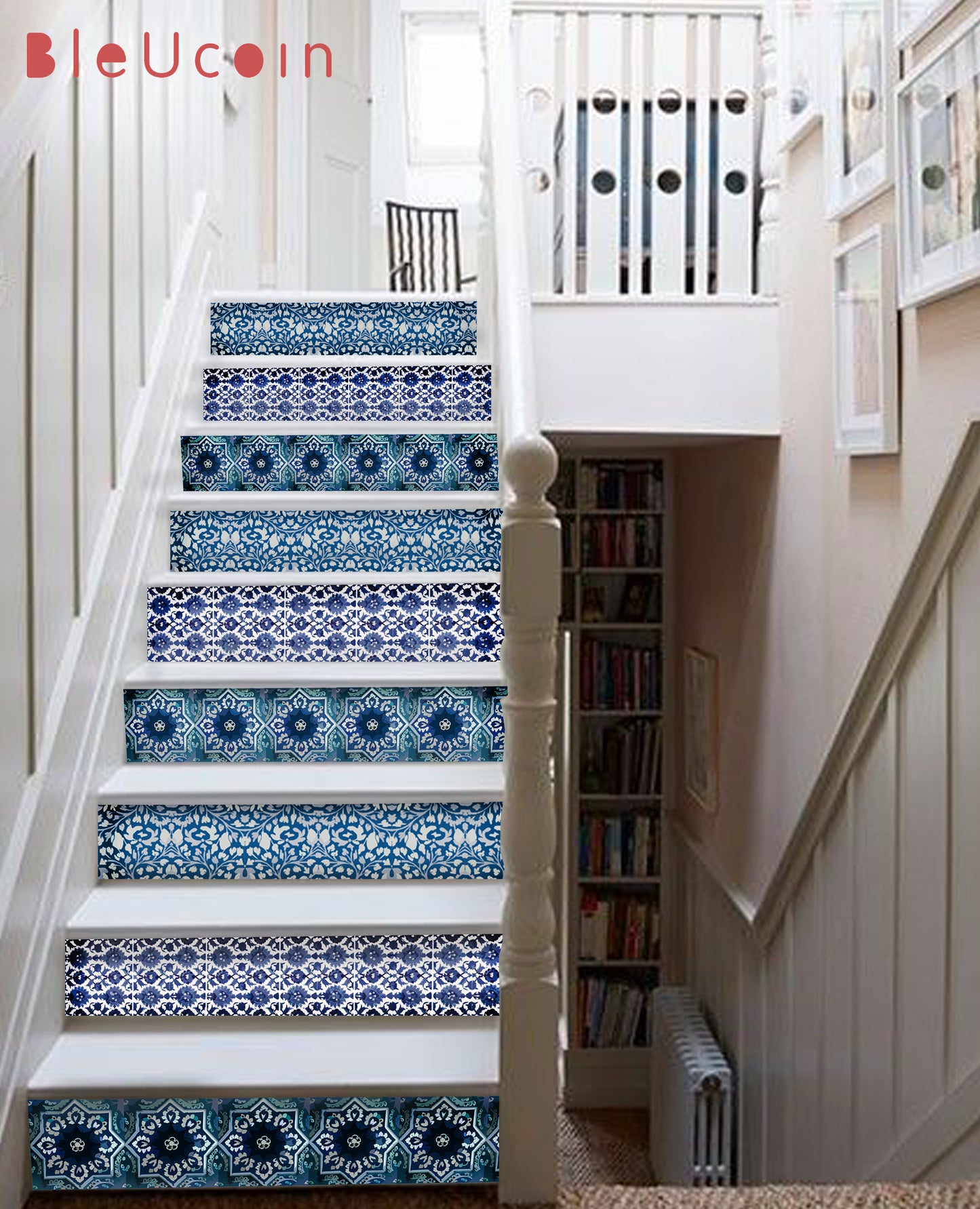 Blue Pottery Peel & Stick Stair Strip