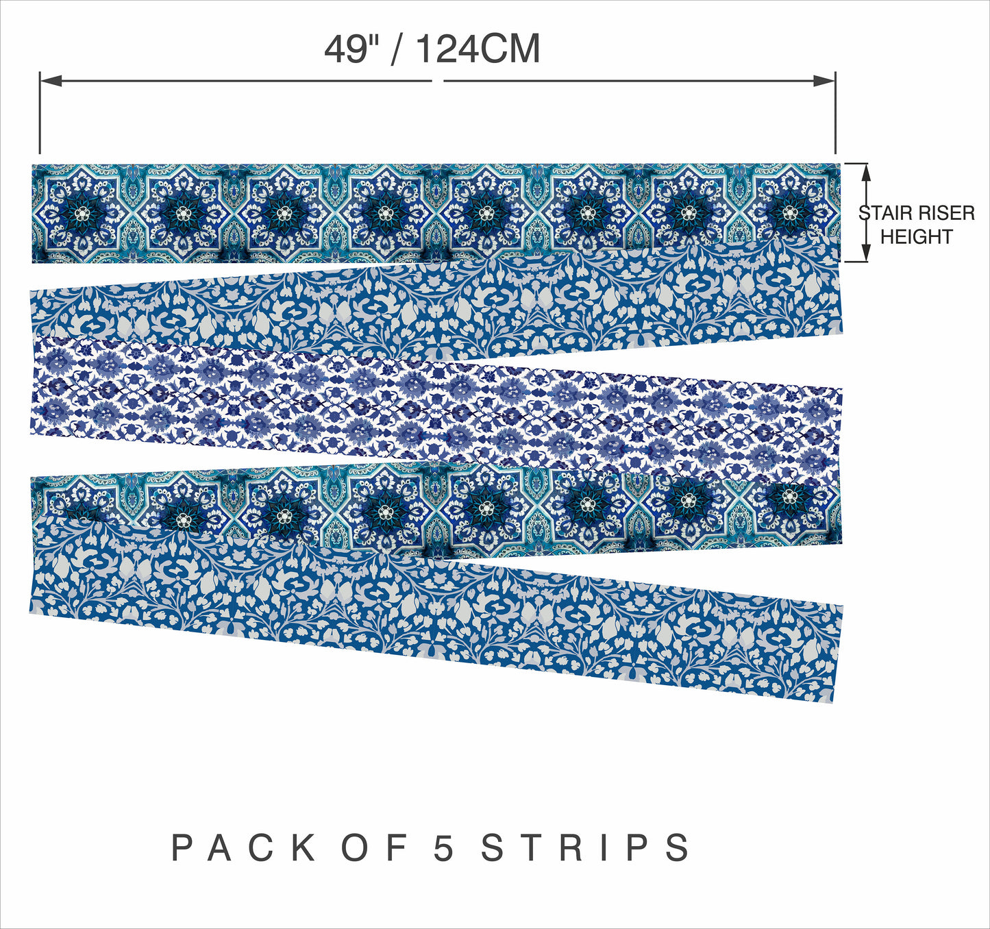 Blue Pottery Peel & Stick Stair Strip