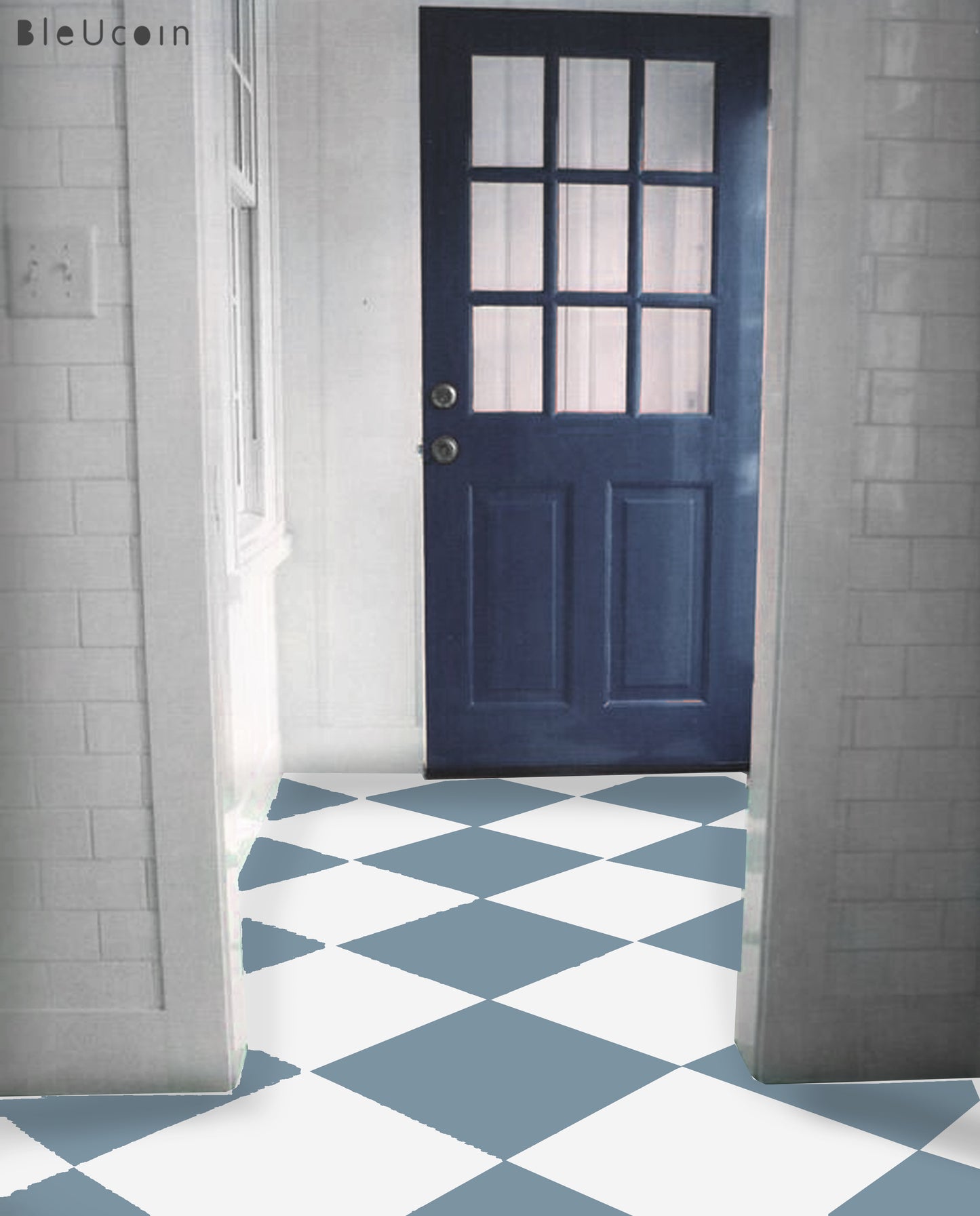 Ocean & off-White Checker Anti Slip Flooring