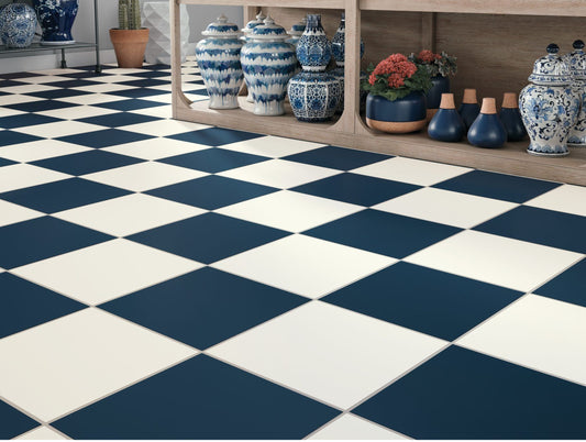 Blue & White Checker Anti Slip Flooring