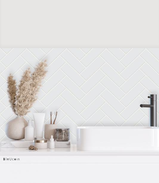 Ivory Herringbone Peel & Stick Tile