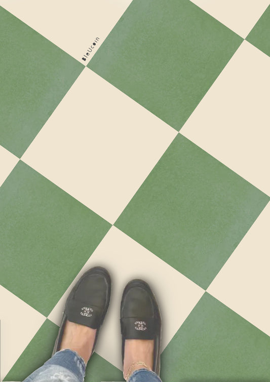 Sage & off-White Checker Anti Slip Flooring