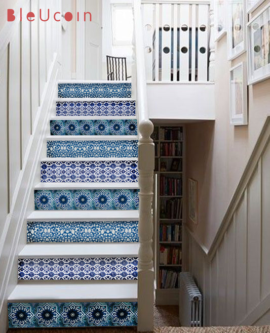 Blue Pottery Peel & Stick Stair Strip