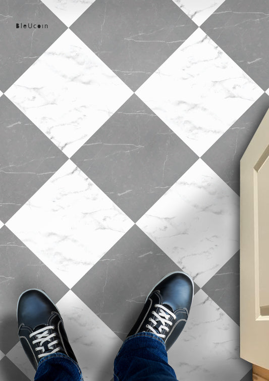Marble Grey & White Checker Anti Slip Flooring