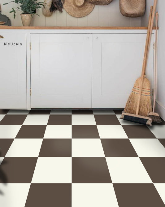 Brunette & off White Checker Anti Slip Flooring